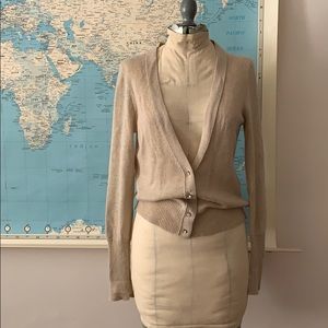 J.CREW ✨festive gold cardigan w rhinestone buttons